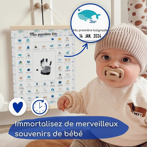 Coffret Baleine "Mes Premières Fois" + Cadre Photo Beige