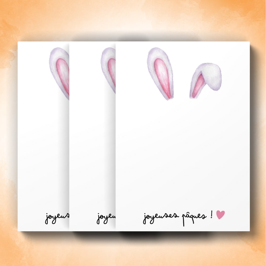 Carte Joyeuses Pâques - Oreilles de Lapin à personnaliser