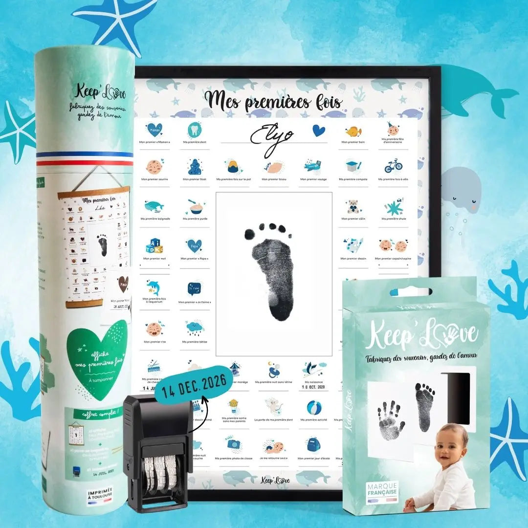 Coffret Cadre Noir “Mes Premières Fois” à tamponner – Thème Baleine