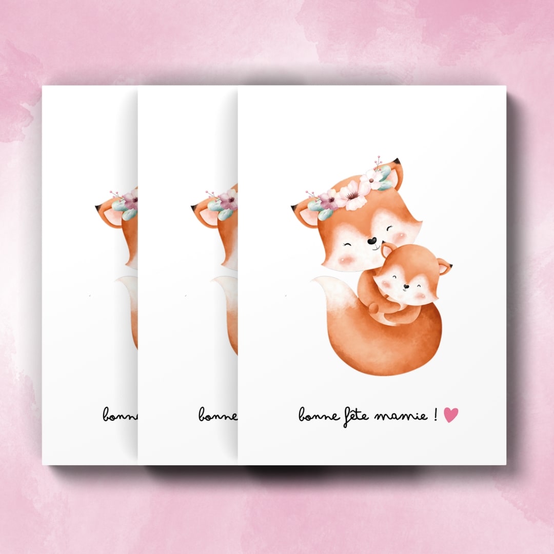 Carte Fête des Grand-Mères - Modèle Renard