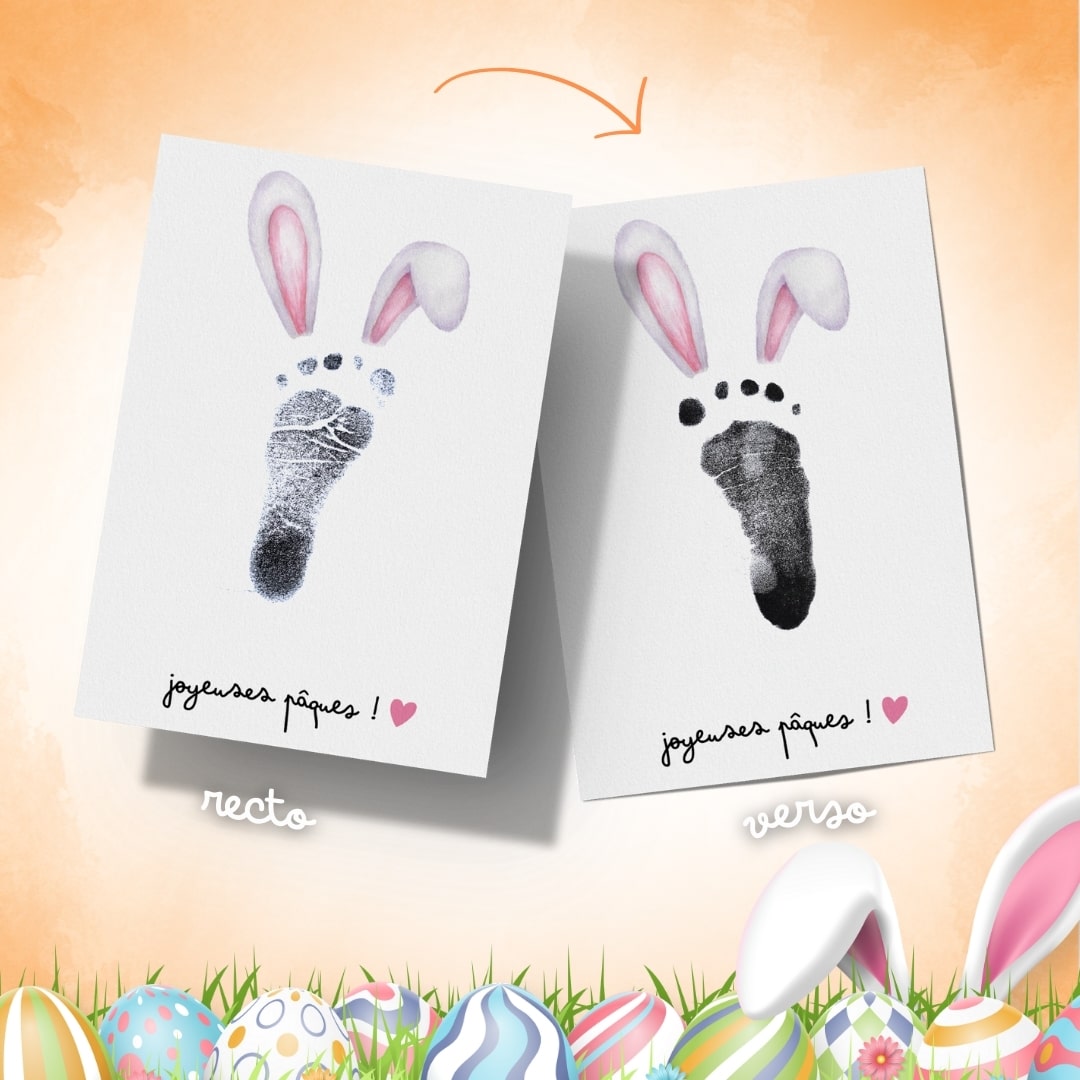 Carte Joyeuses Pâques - Oreilles de Lapin à personnaliser