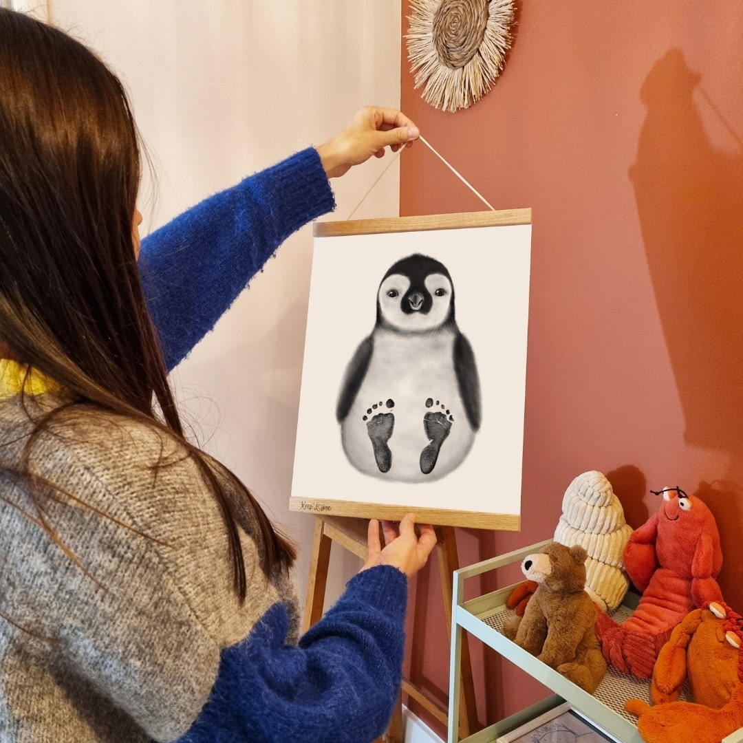 Affiche "Mes Petits Petons" à personnaliser (Modèle Pingouin)