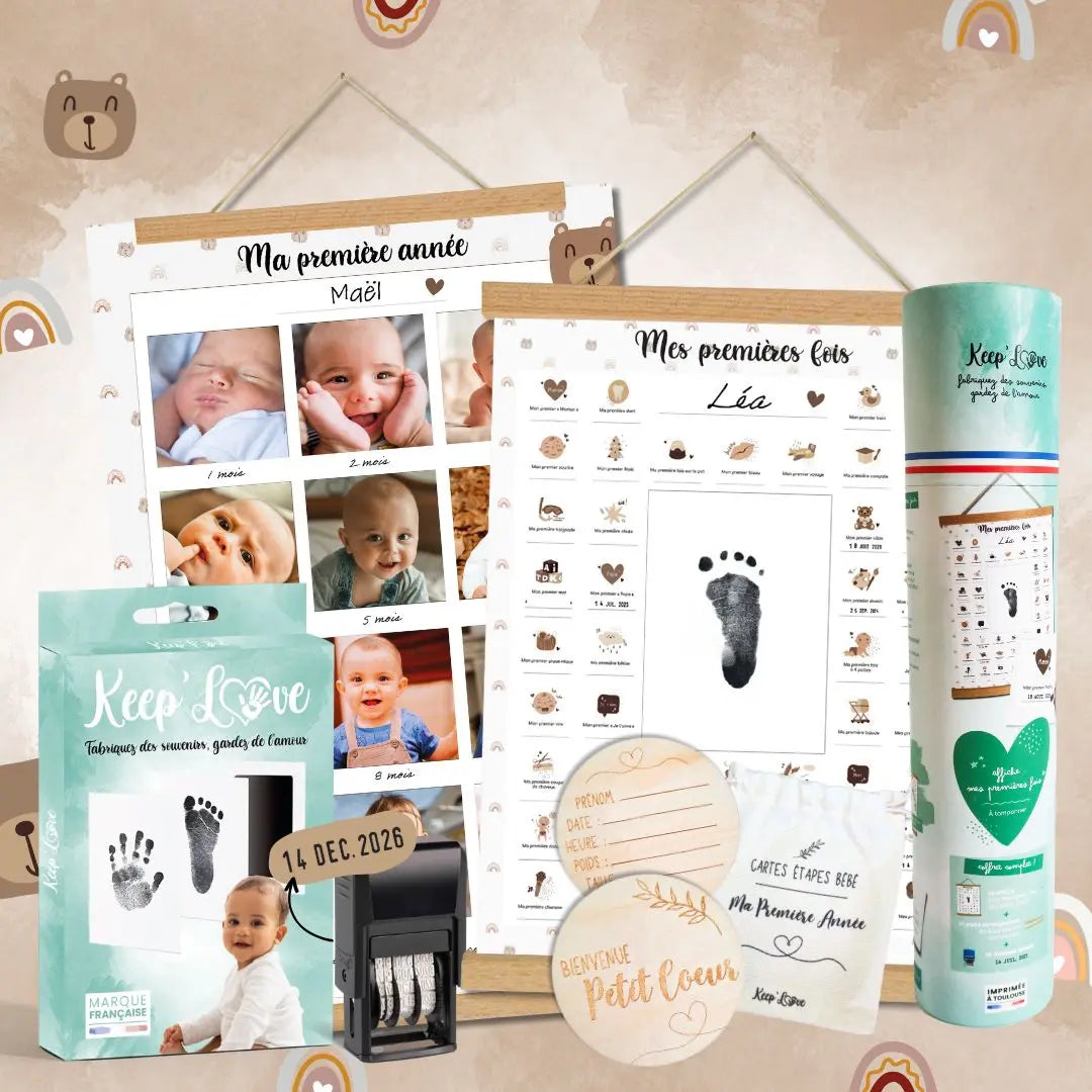 Coffret bébé My Memories – cadeau naissance avec affiches et kit empreinte