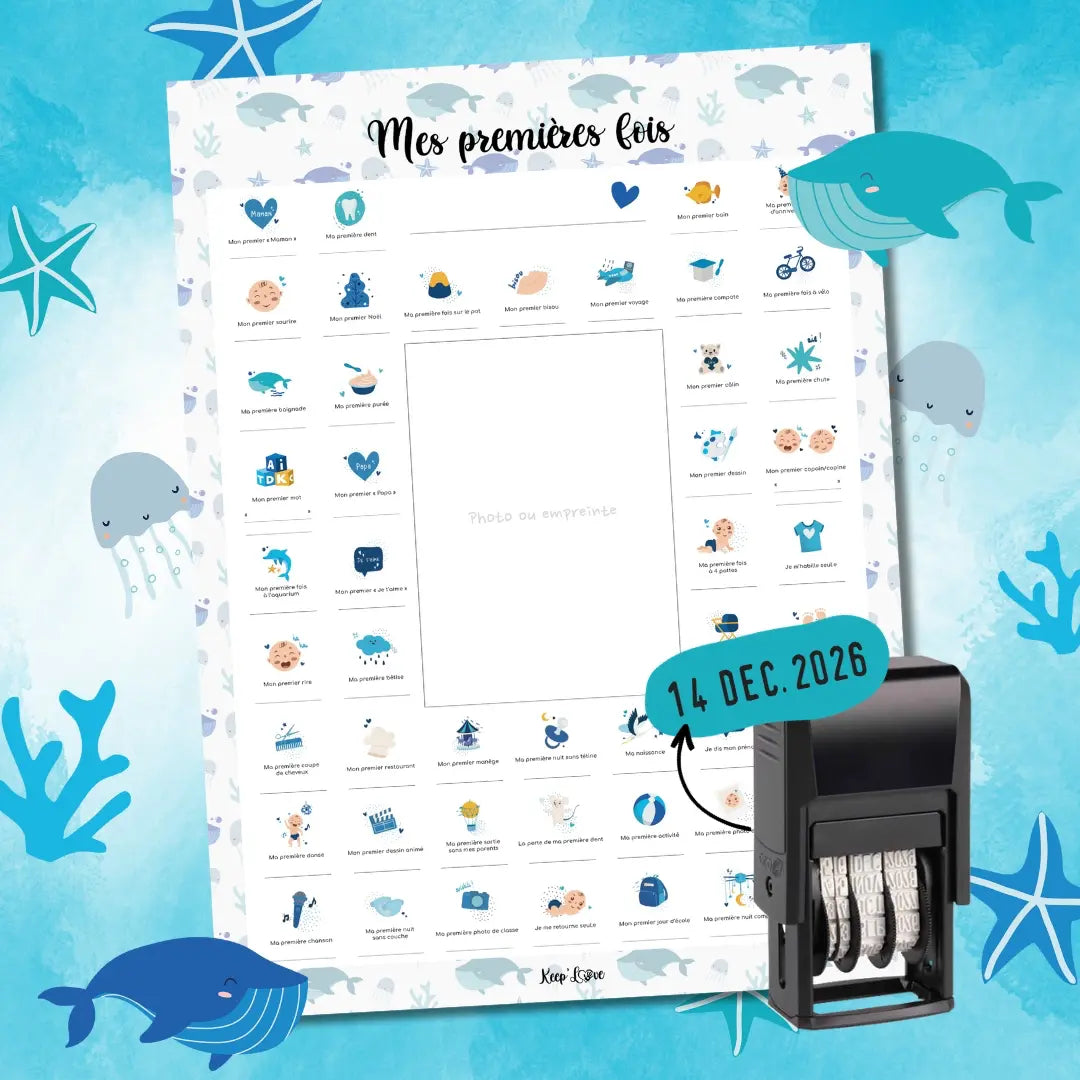 affiche mes premières fois + tampon dateur