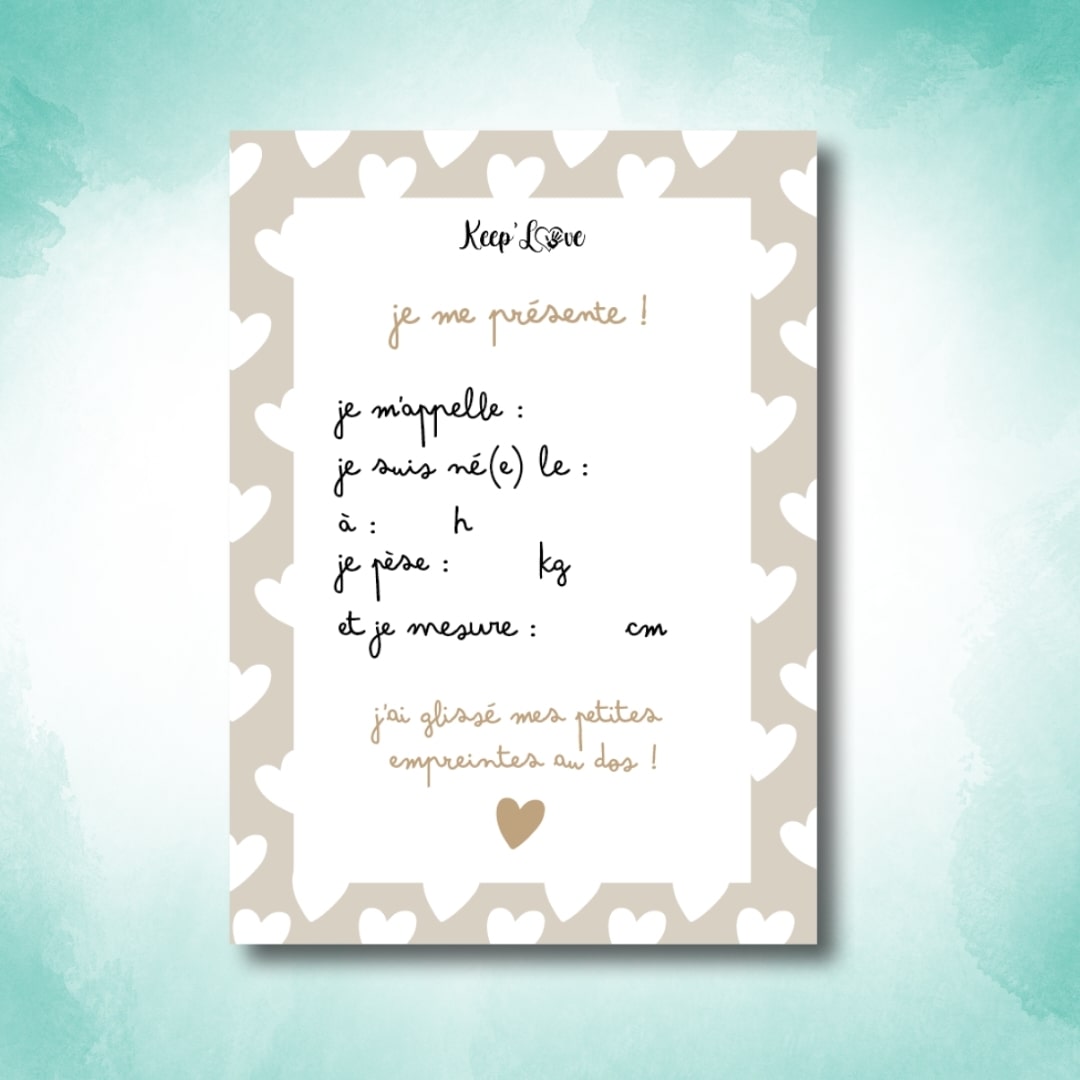 Carte Naissance à Personnaliser - Je me présente