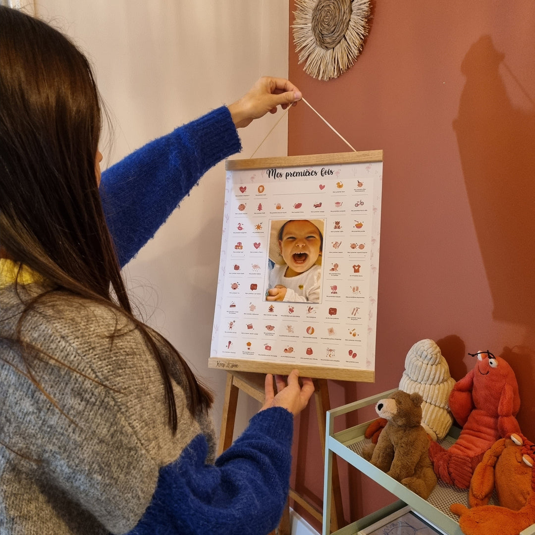 Coffret Cadre Beige “Mes Premières Fois” à tamponner – Thème Flamant Rose