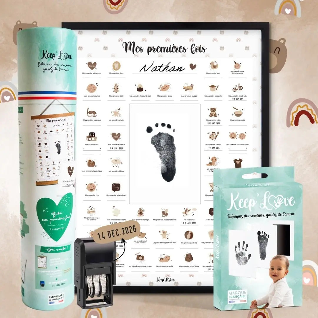 Coffret Cadre Noir “Mes Premières Fois” à tamponner – Thème Ourson