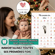 Affiche “Mes Premières Fois” bébé à tamponner – Cadeau naissance (Flamant Rose)
