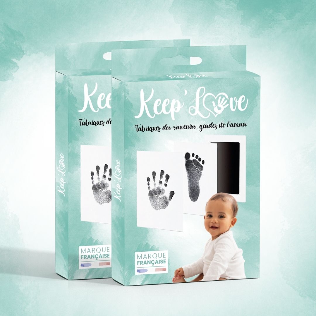 lot de 2 kits empreintes keeplove packaging main pied bébé