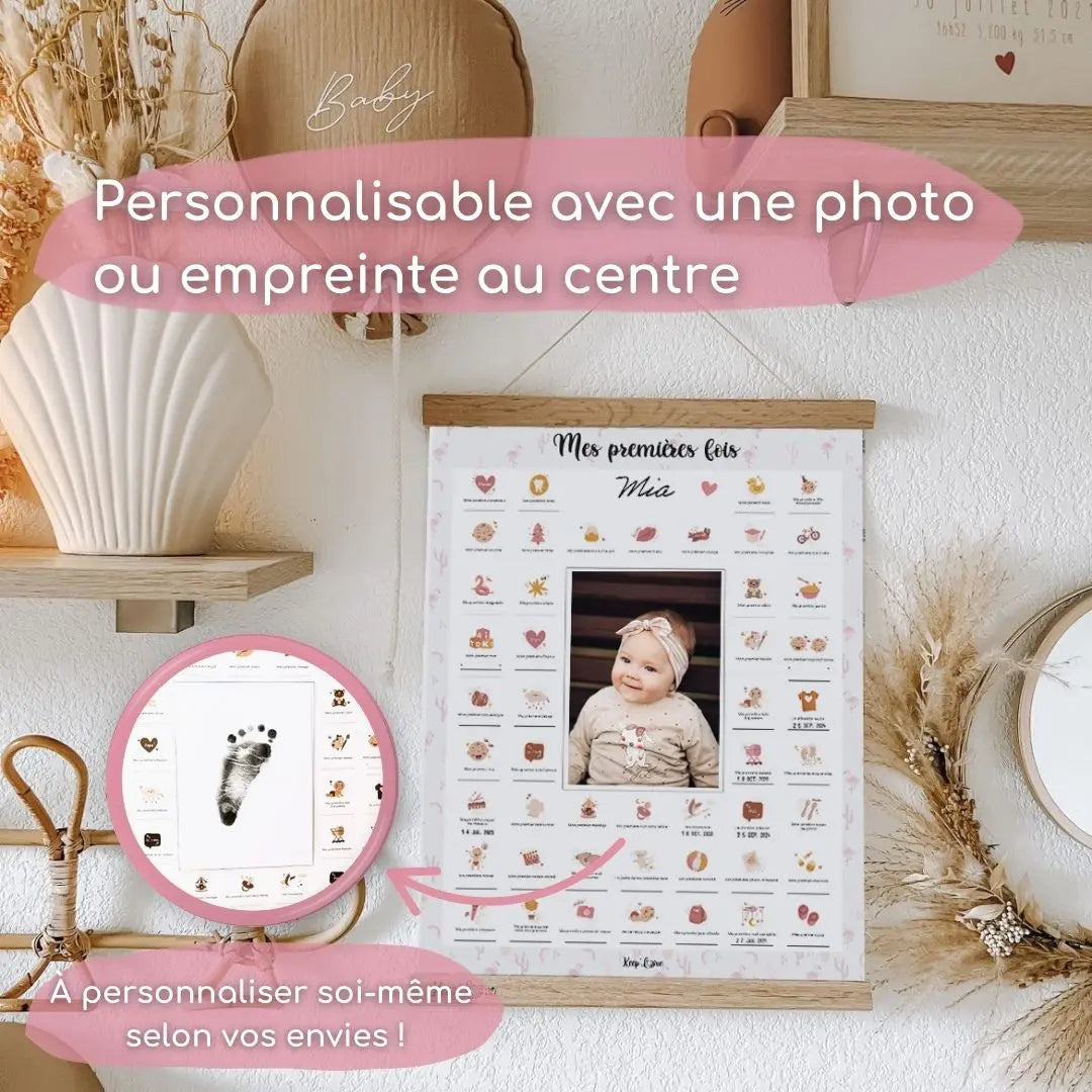 affiche personnalisable mes premières fois bébé à tamponner