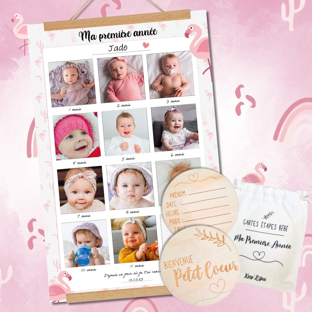 Affiche "Ma Première Année" à compléter (Modèle Flamant Rose)