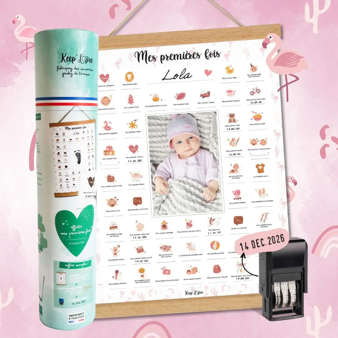 affiche mes premières fois à tamponner flamant rose