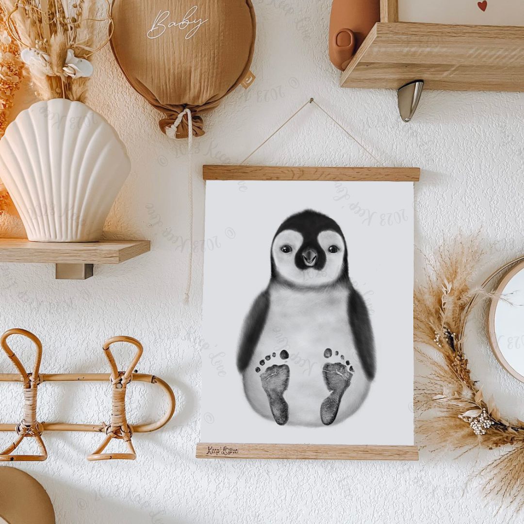 Affiche "Mes Petits Petons" à personnaliser (Modèle Pingouin)