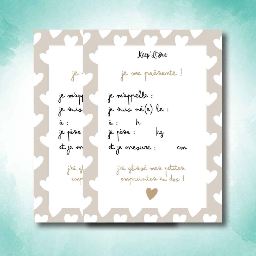 Carte Naissance à Personnaliser - Je me présente