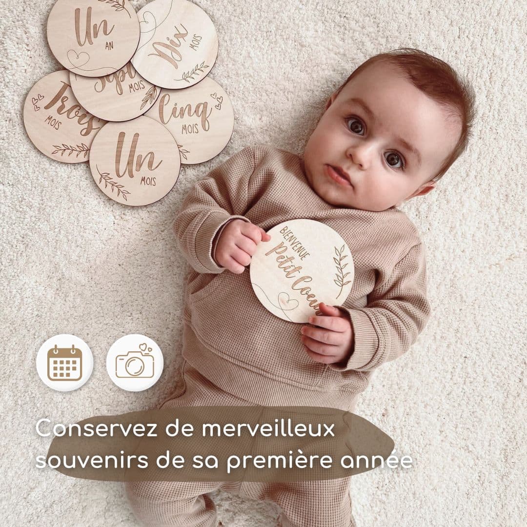 design naturel carte mois bébé bois