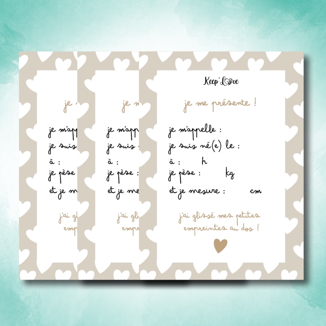 Carte Naissance à Personnaliser - Je me présente