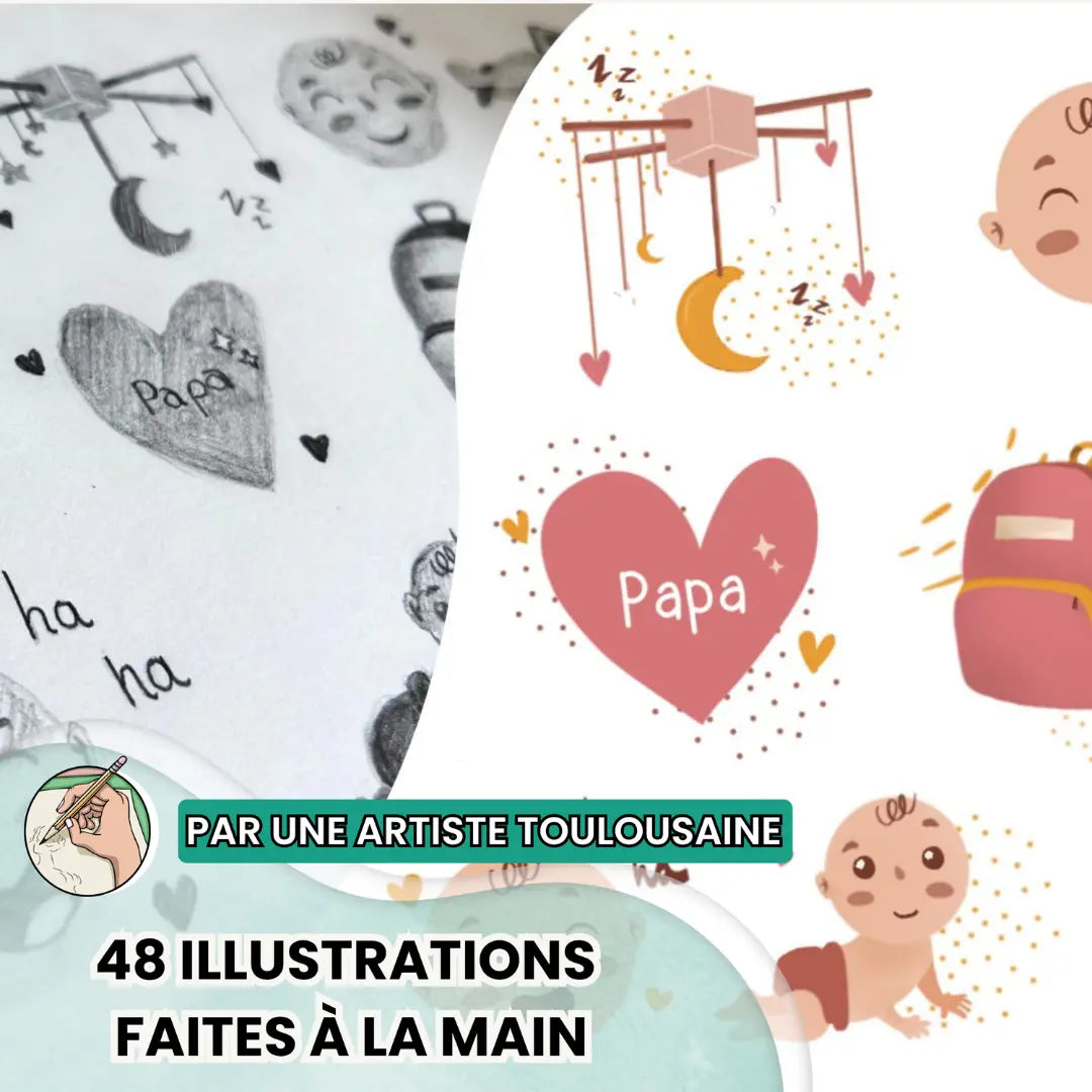 Affiche “Mes Premières Fois” bébé à tamponner – Cadeau naissance (Flamant Rose)