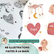 Affiche “Mes Premières Fois” bébé à tamponner – Cadeau naissance (Flamant Rose)