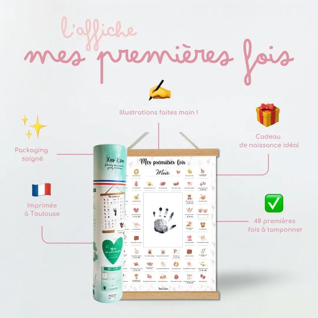 Coffret Flamant Rose "Mes Premières Fois" + Cadre Photo Noir