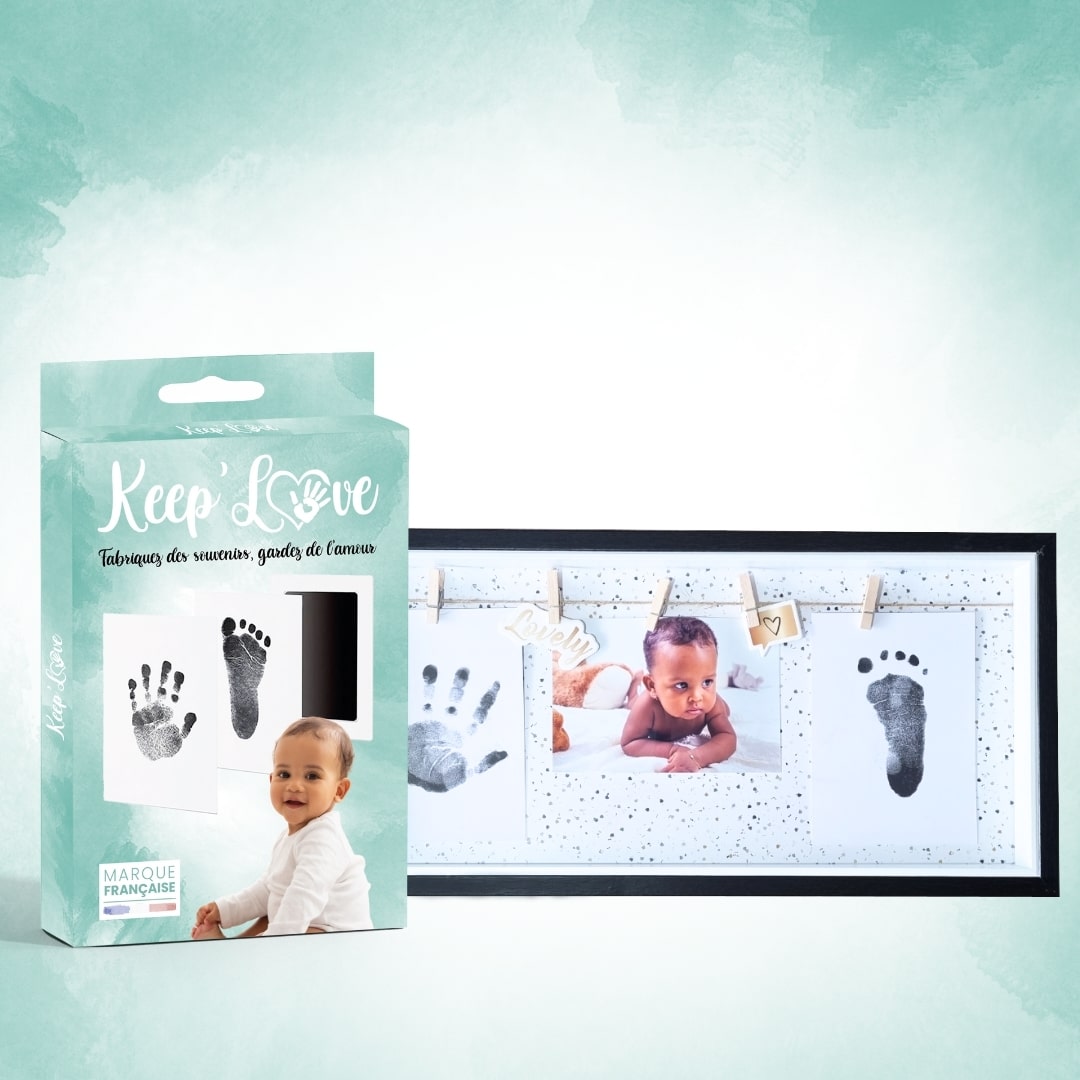 Empreinte main et pied bébé avec cadre TRIO LOVE