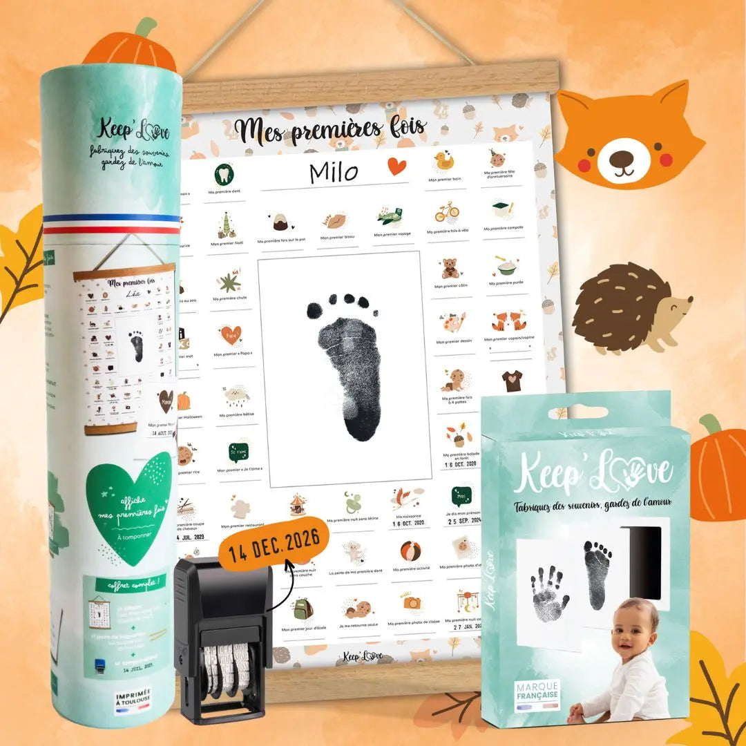 coffret complet mes premières fois à tamponner modèle renard kit empreintes bébé