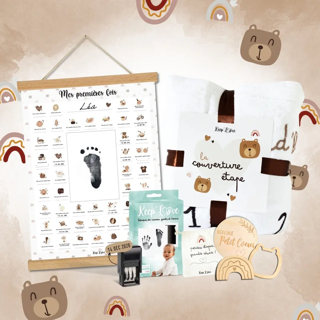 Couverture Étape Bébé Ourson – Tapis Photo Mois Mixte