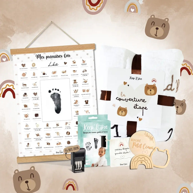 Couverture Étape Bébé Ourson – Tapis Photo Mois Mixte