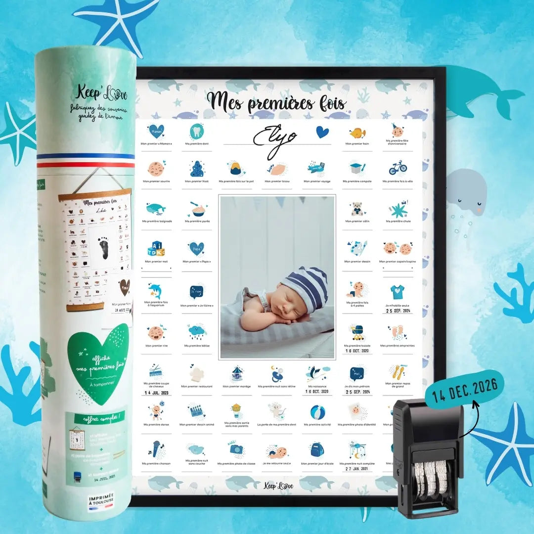 cadre noir affiche mes premières fois baleine