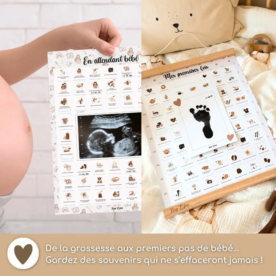 Affiche En Attendant Bébé à tamponner avec tampon dateur