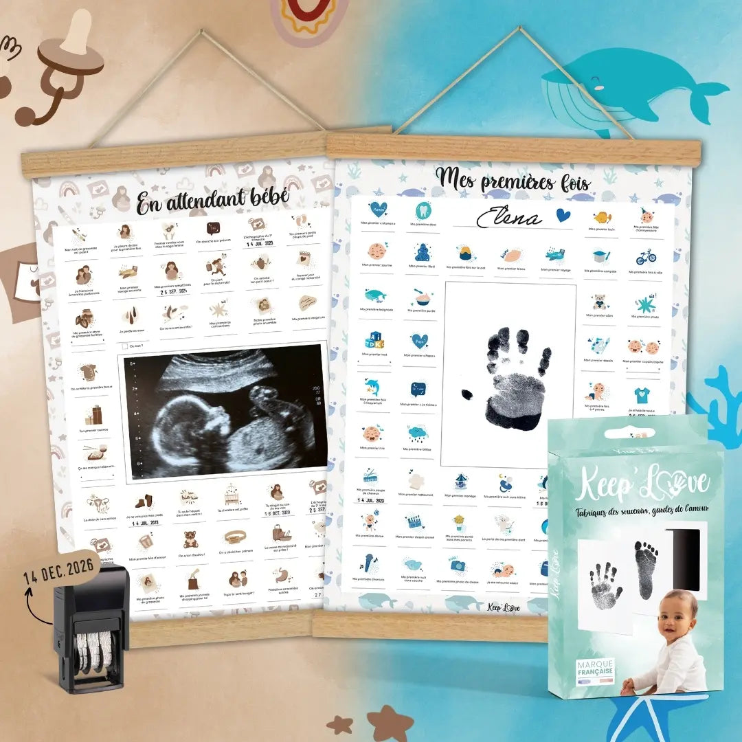 Tampon dateur utilisé pour personnaliser l’affiche grossesse
