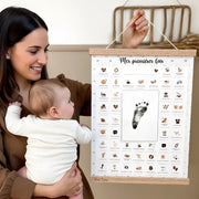 Affiche Mes Premières Fois à Tamponner - Grand Format A3 Flamant Rose, Cadeau Naissance Bébé Personnalisable Avec Baguettes Aimantées
