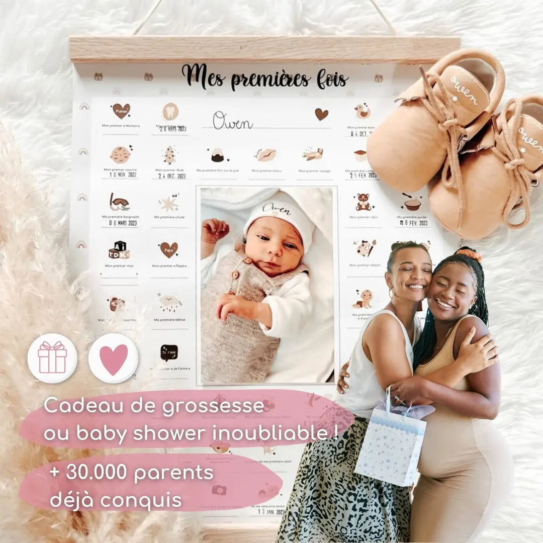 Idée cadeau babyshower : pack duo affiches grossesse et bébé