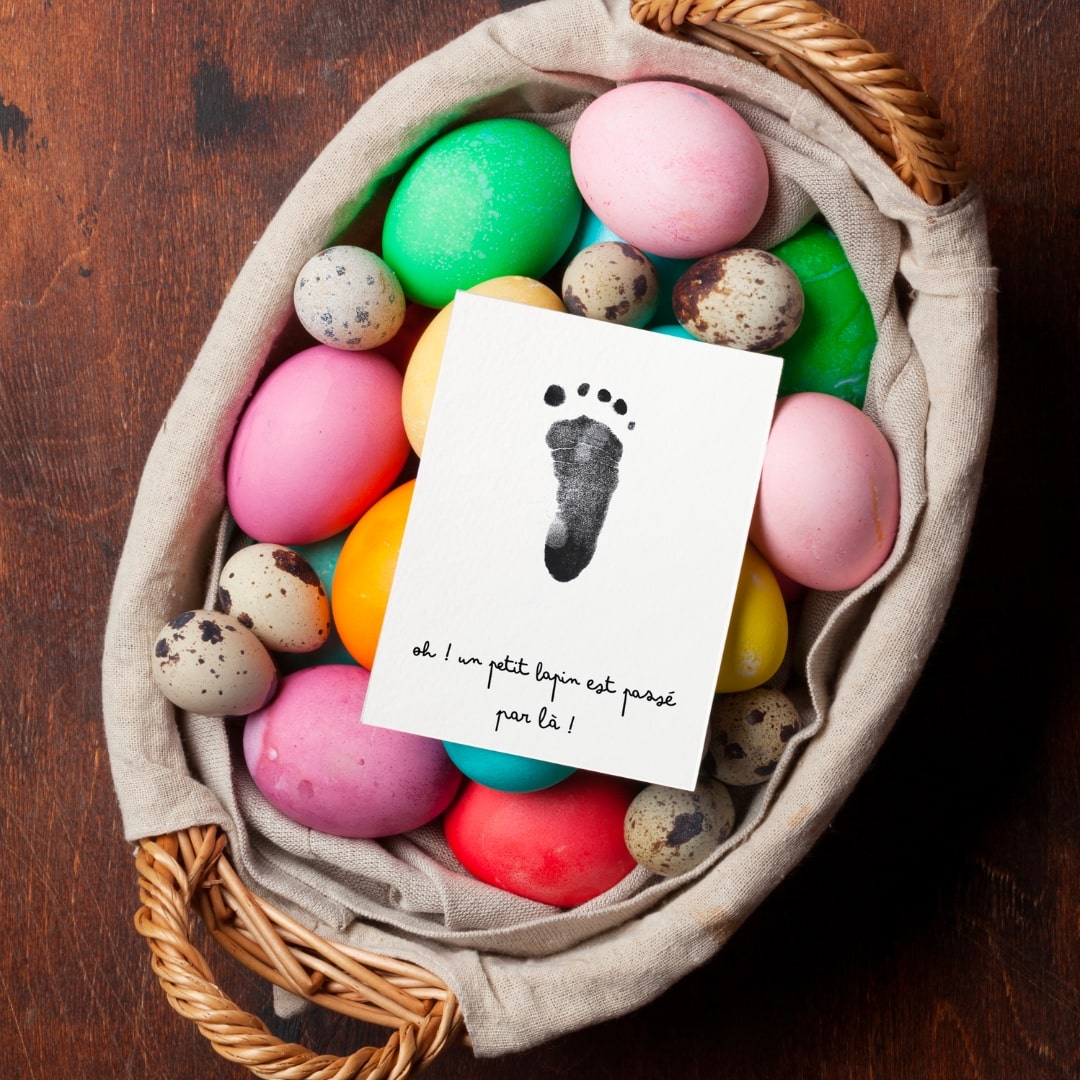 Coffret Joyeuses Pâques - Petit Lapin à personnaliser  (Kit d'Empreintes + 3 Cartes à personnaliser)