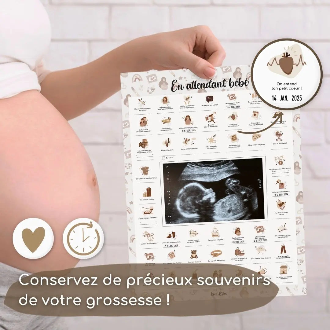 Affiche “En Attendant Bébé” à tamponner, idée cadeau pour femme enceinte