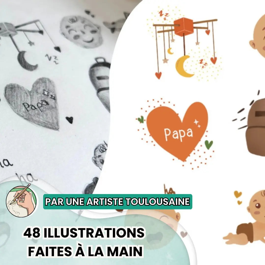 Famille découvrant l’affiche Mes Premières Fois Lion Keep’Love – souvenir tendre à tamponner avec bébé
