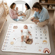 Couverture Étape Bébé Ourson – Tapis Photo Mois Mixte pour Suivre sa Croissance