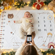 Couverture Étape Bébé Ourson – Tapis Photo Mois Mixte