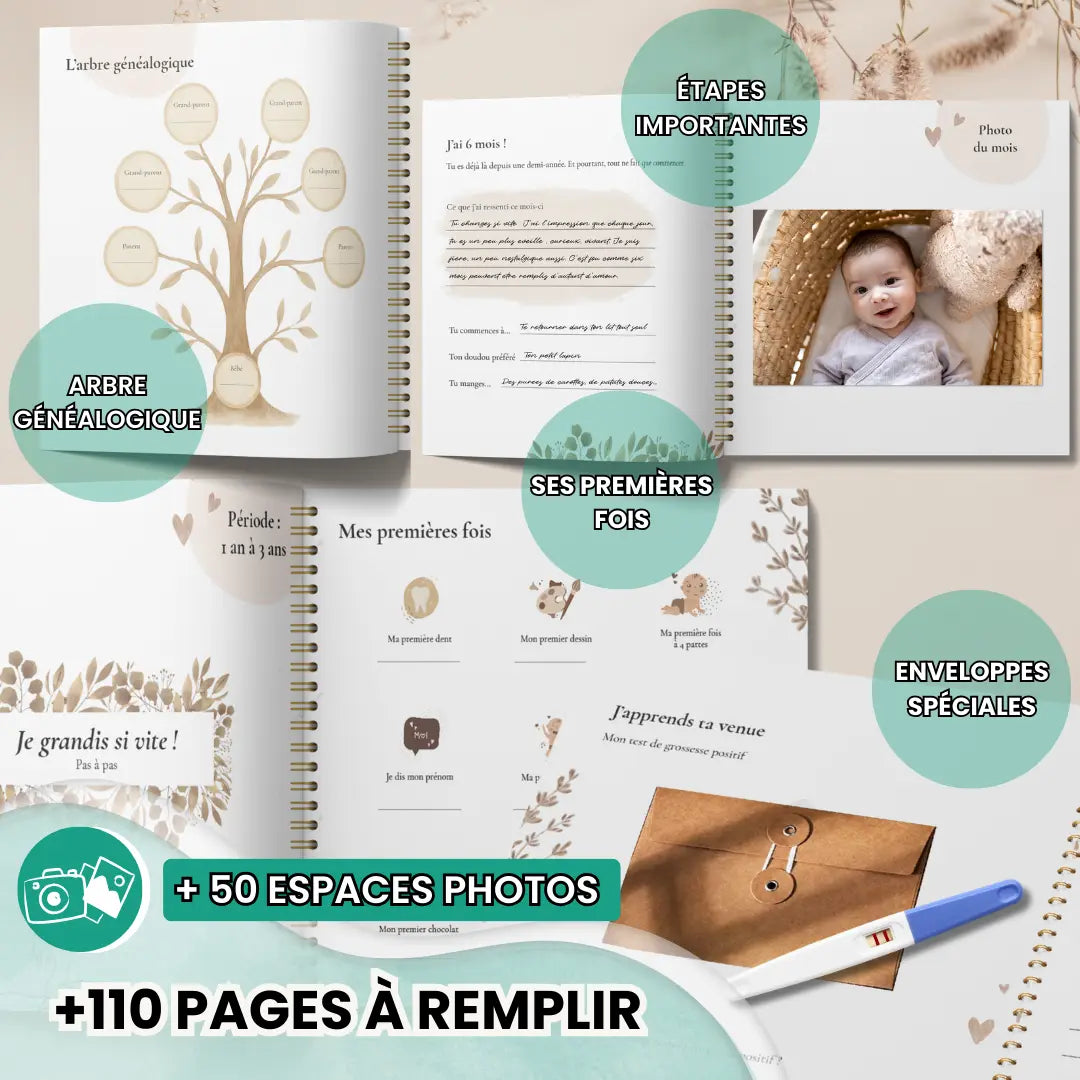 livre de naissance avec pages empreintes bébé