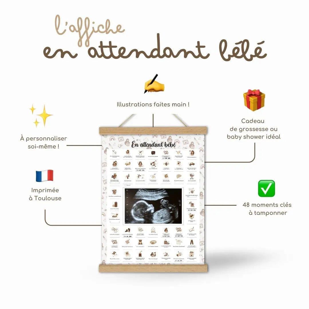 Affiche grossesse fabriquée en France – création artisanale pour femme enceinte