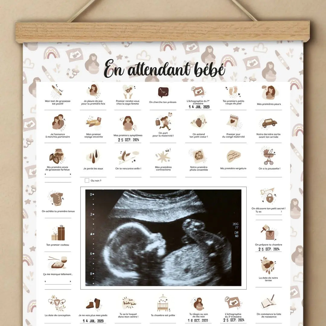 Affiche En Attendant Bébé format A3 – idée cadeau femme enceinte à personnaliser